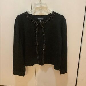 Black Cardigan with Beaded Trim